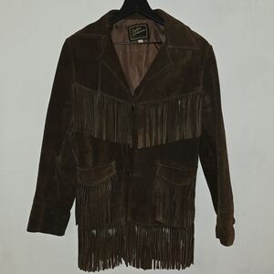 Unique 60's 70's Vintage Brown Suede Fringe Jacket/Coat